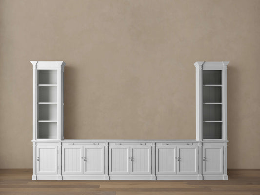 Console multimédia modulaire Athens avec deux bibliothèques étroites